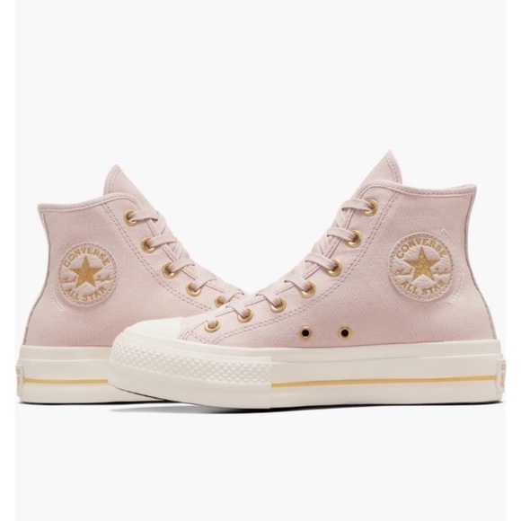 Converse Mauve Canvas High-Top Chuck Taylor Sneakers with Gold Accents - Picture 6 of 16